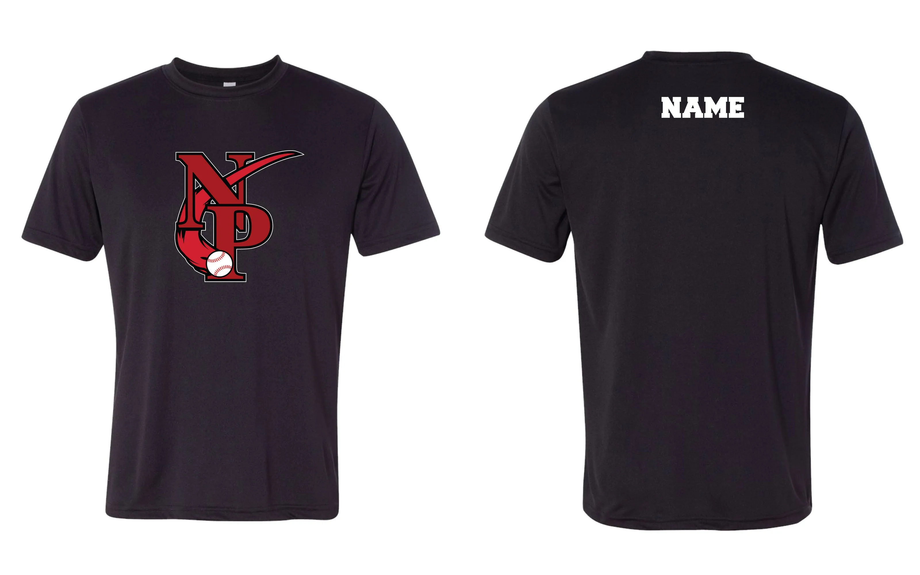 North Penn Raiders Baseball Dryfit Performance Tee - Black (Design 2)