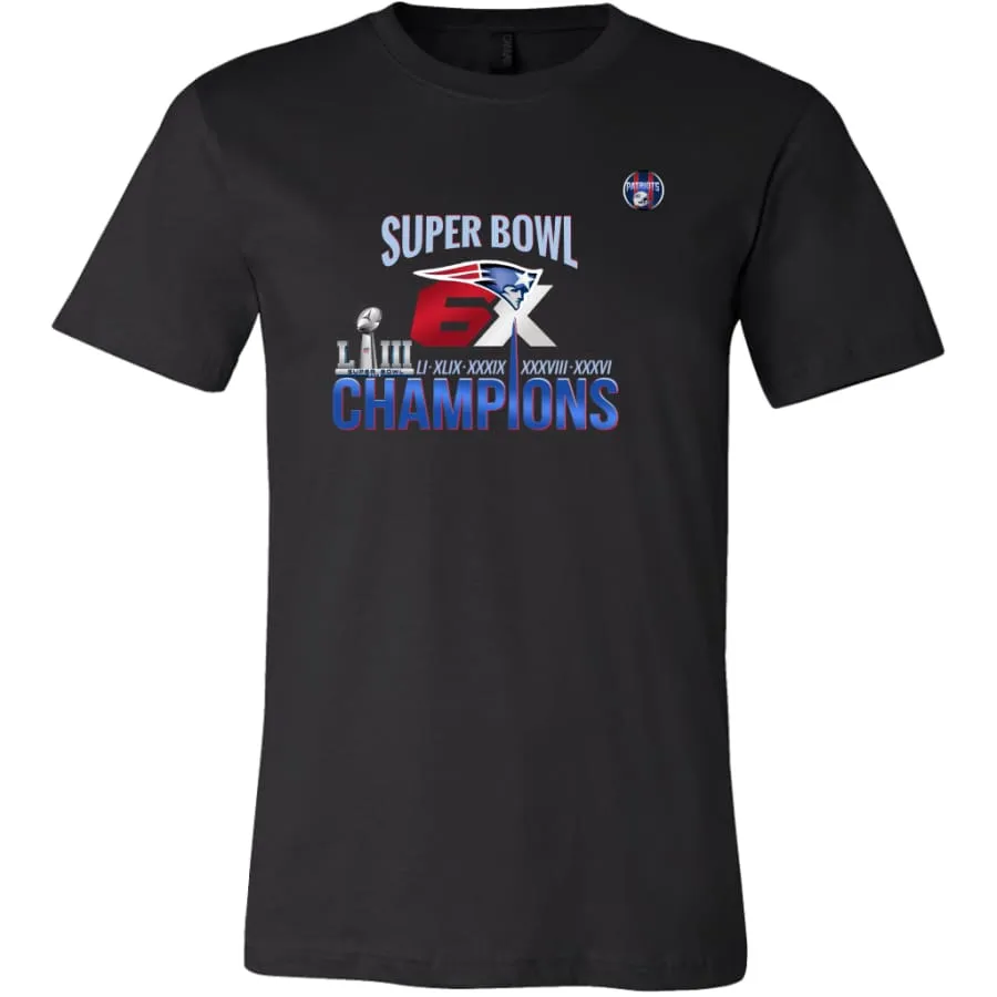 patriots Fan Shirt Black| nfl Fan 6X champions T Shirts