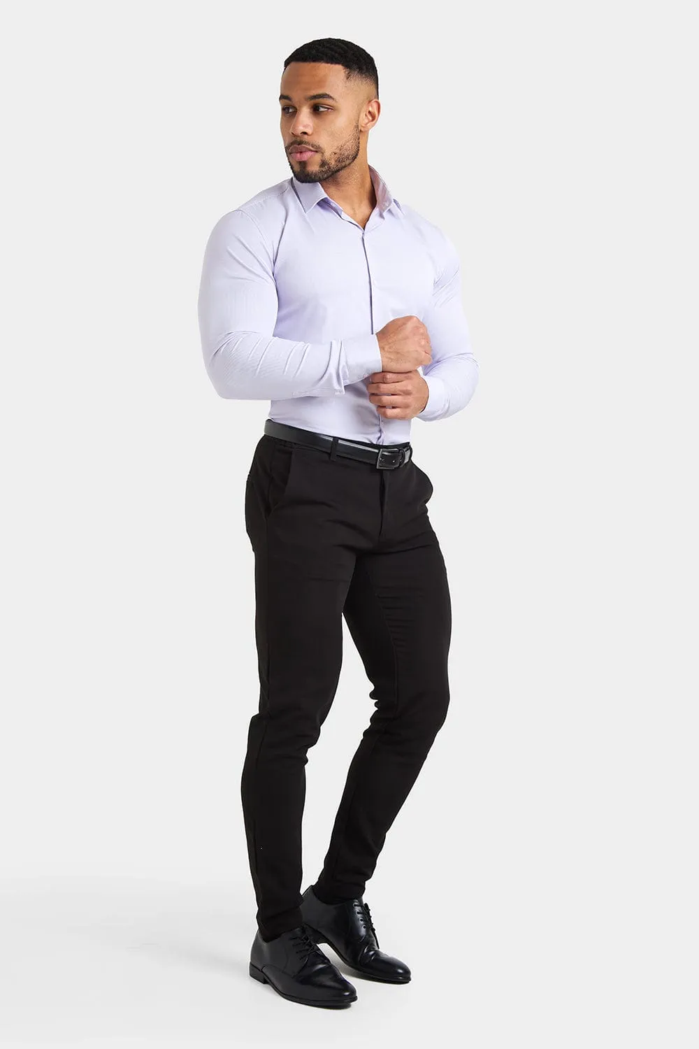 Performance Business Shirt in Lilac Fine Stripe