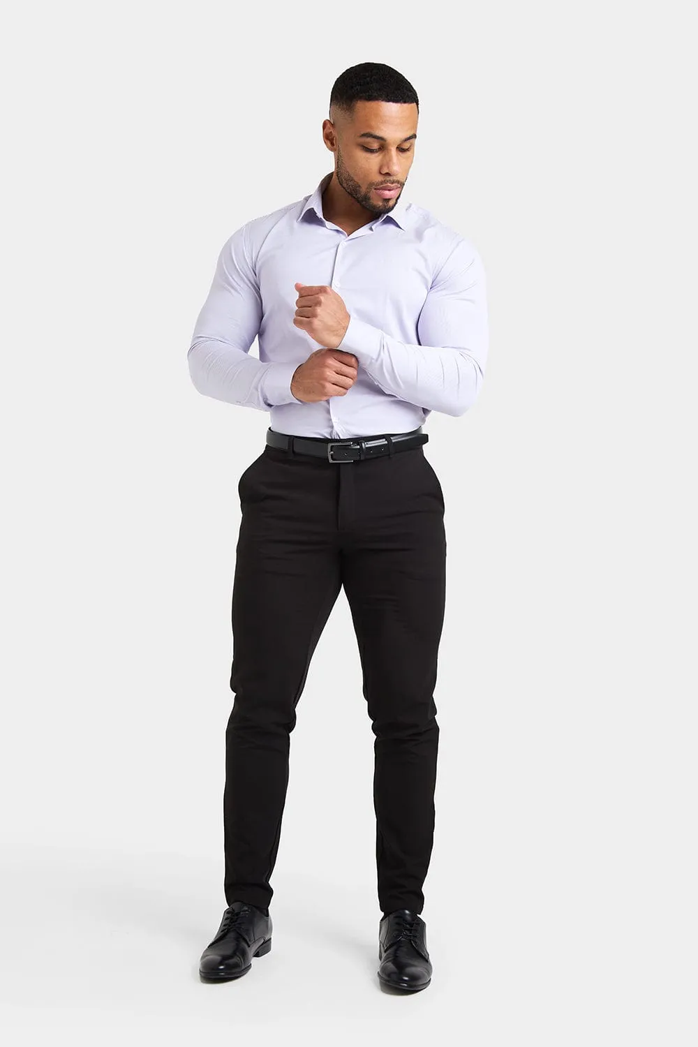 Performance Business Shirt in Lilac Fine Stripe