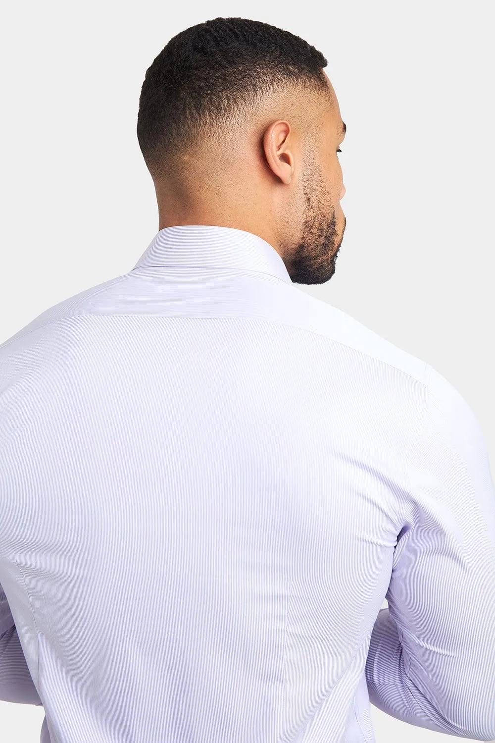 Performance Business Shirt in Lilac Fine Stripe