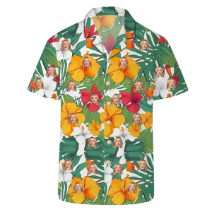 Personalized Casual Hawaiian Shirts Aloha Shirts Tropical Floral Print Unisex Summer Tee Custom Couple Fashion Shirt Gift