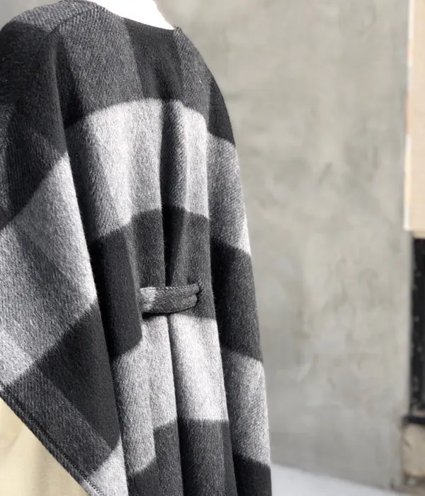 PHEENY/BIG BLOCK CHECK SHORT GOWN (GRAY)