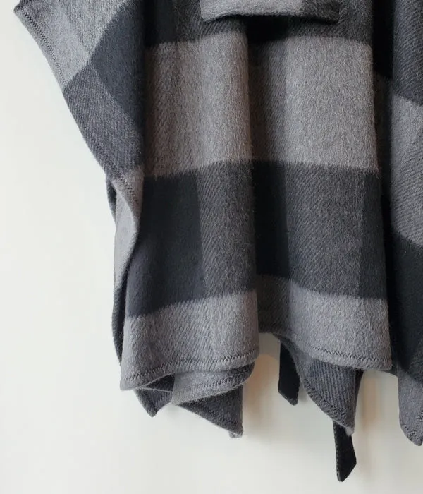 PHEENY/BIG BLOCK CHECK SHORT GOWN (GRAY)