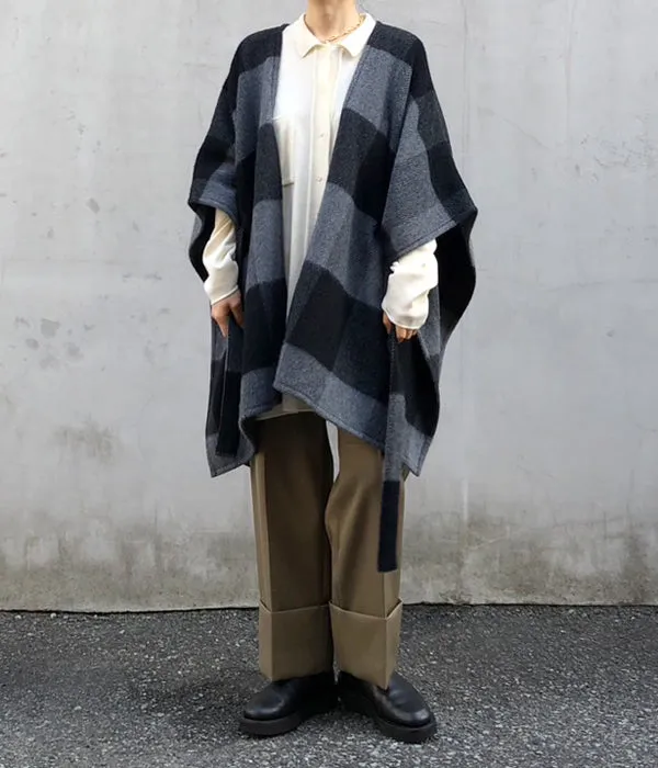 PHEENY/BIG BLOCK CHECK SHORT GOWN (GRAY)