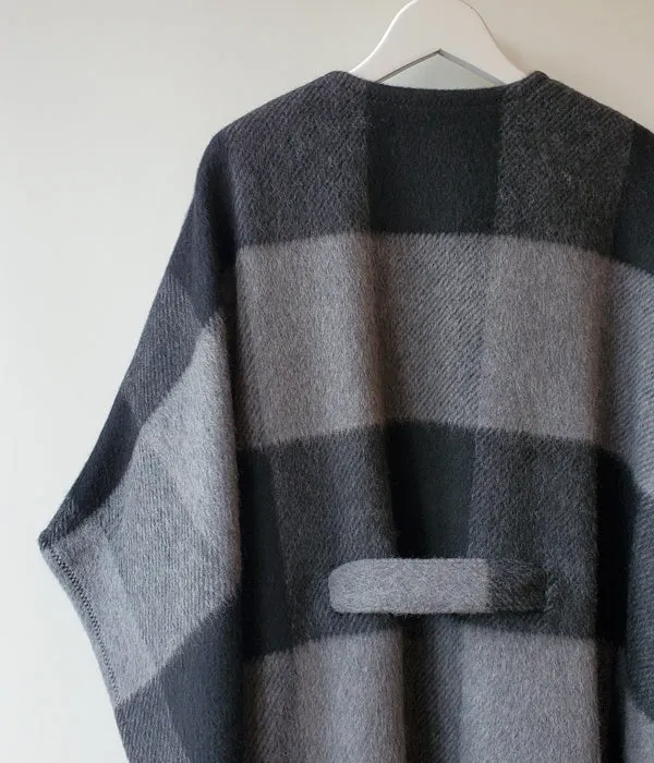 PHEENY/BIG BLOCK CHECK SHORT GOWN (GRAY)