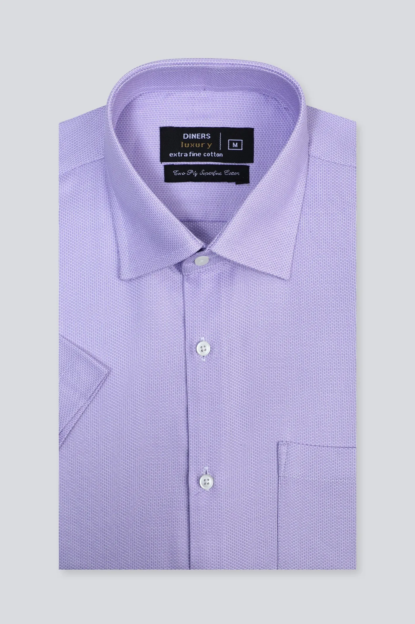 Pink Textured Formal Luxury Shirt (Half Sleeves)
