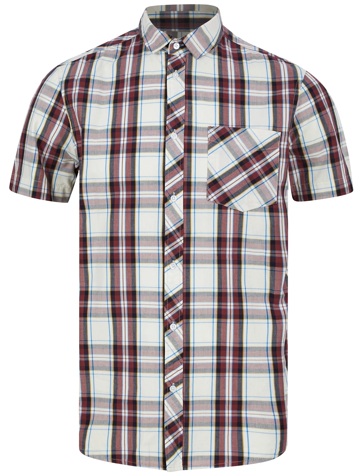 Pinzon Checked Cotton Short Sleeve Shirt in Red Check  - Tokyo Laundry