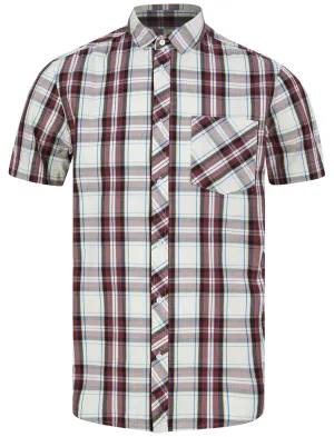 Pinzon Checked Cotton Short Sleeve Shirt in Red Check  - Tokyo Laundry