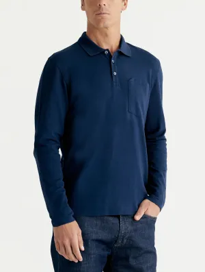 Pique Long-Sleeve Polo - Nordic Navy