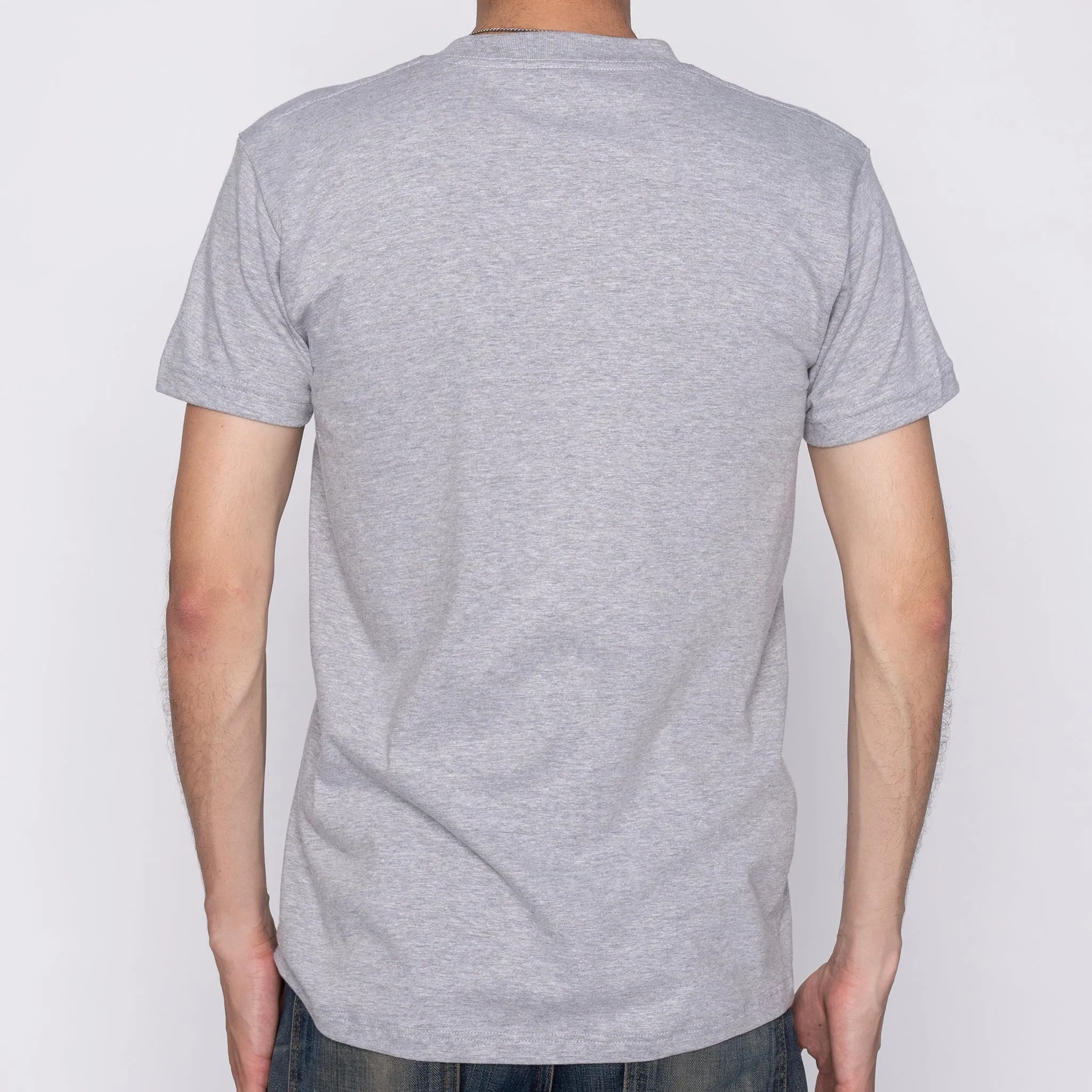 Pocket Tee - Heather Grey   Slub Nep Rinsed Denim