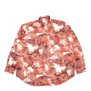 Printed Long Casual Shirt Dark Rose