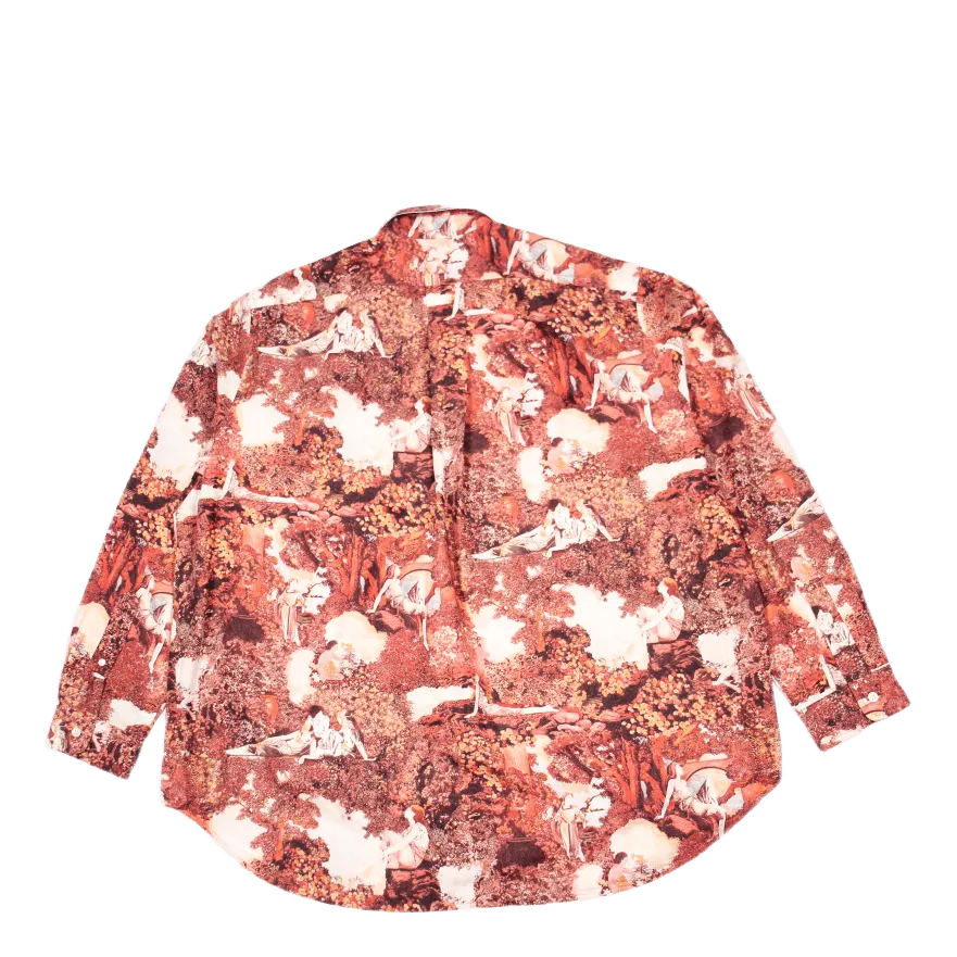 Printed Long Casual Shirt Dark Rose