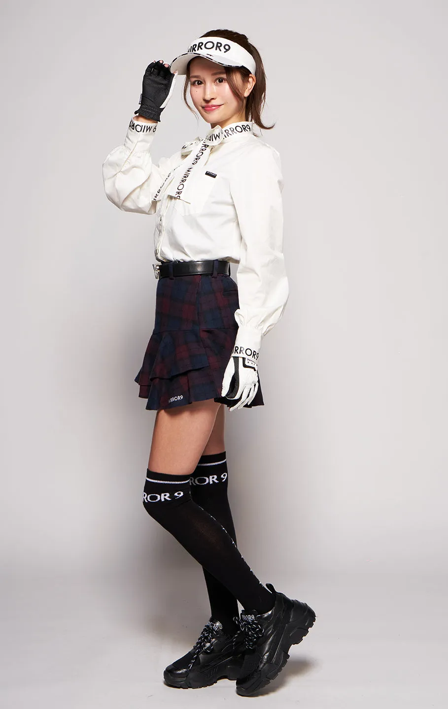 Ribbon stretch long shirts/2color