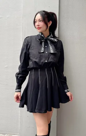 Ribbon stretch long shirts/2color