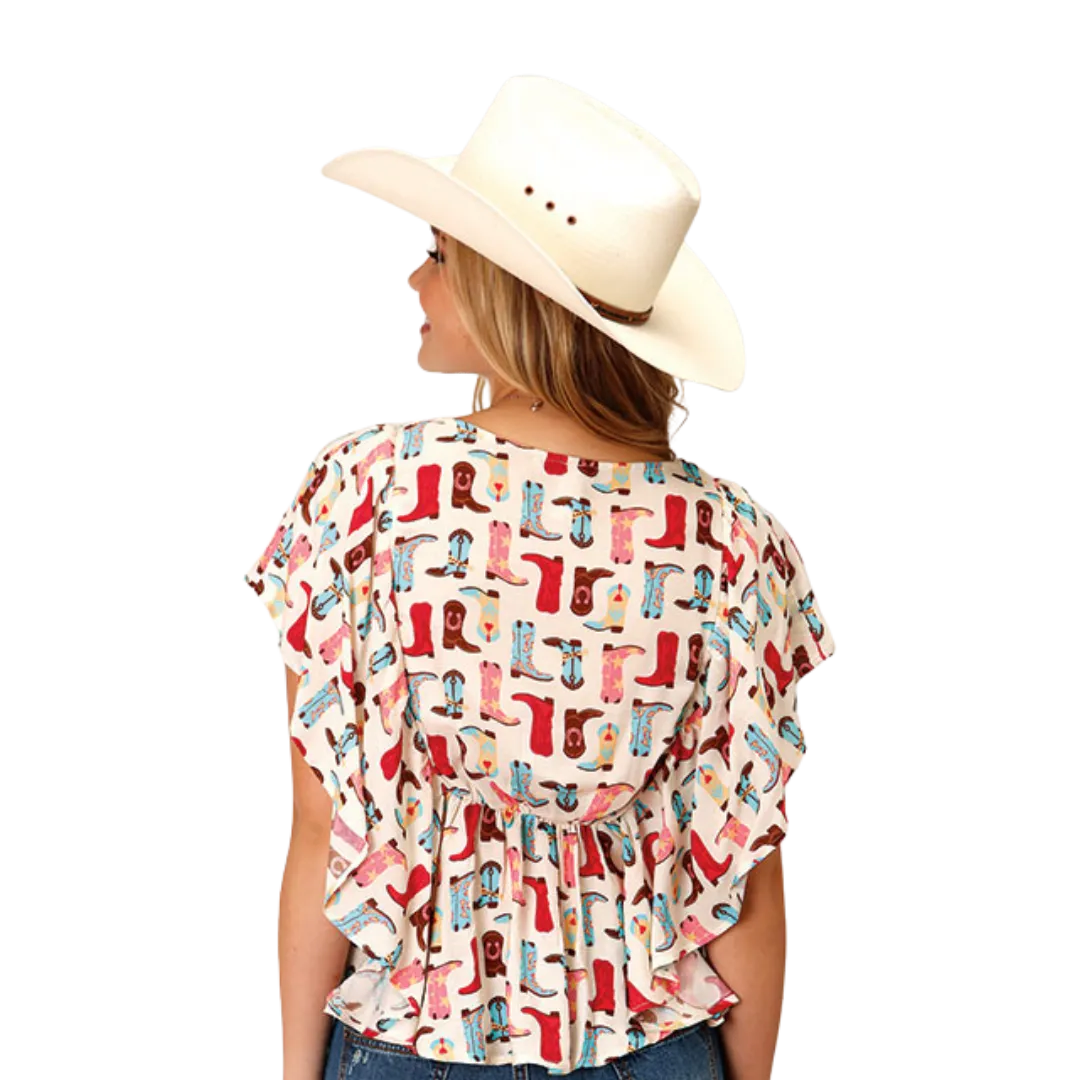 Roper Women's Boot Printed Rayon Multicolor Blouse