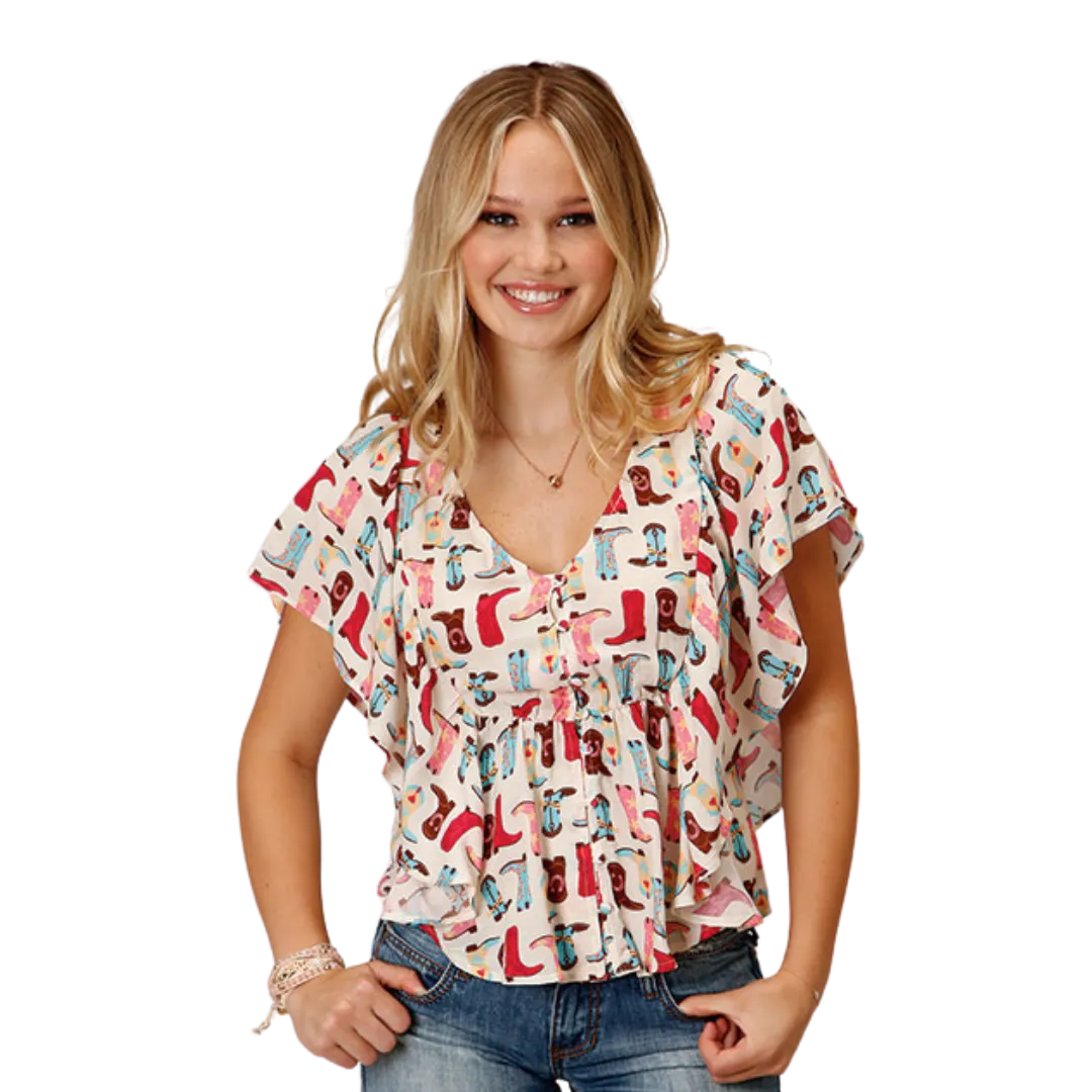 Roper Women's Boot Printed Rayon Multicolor Blouse