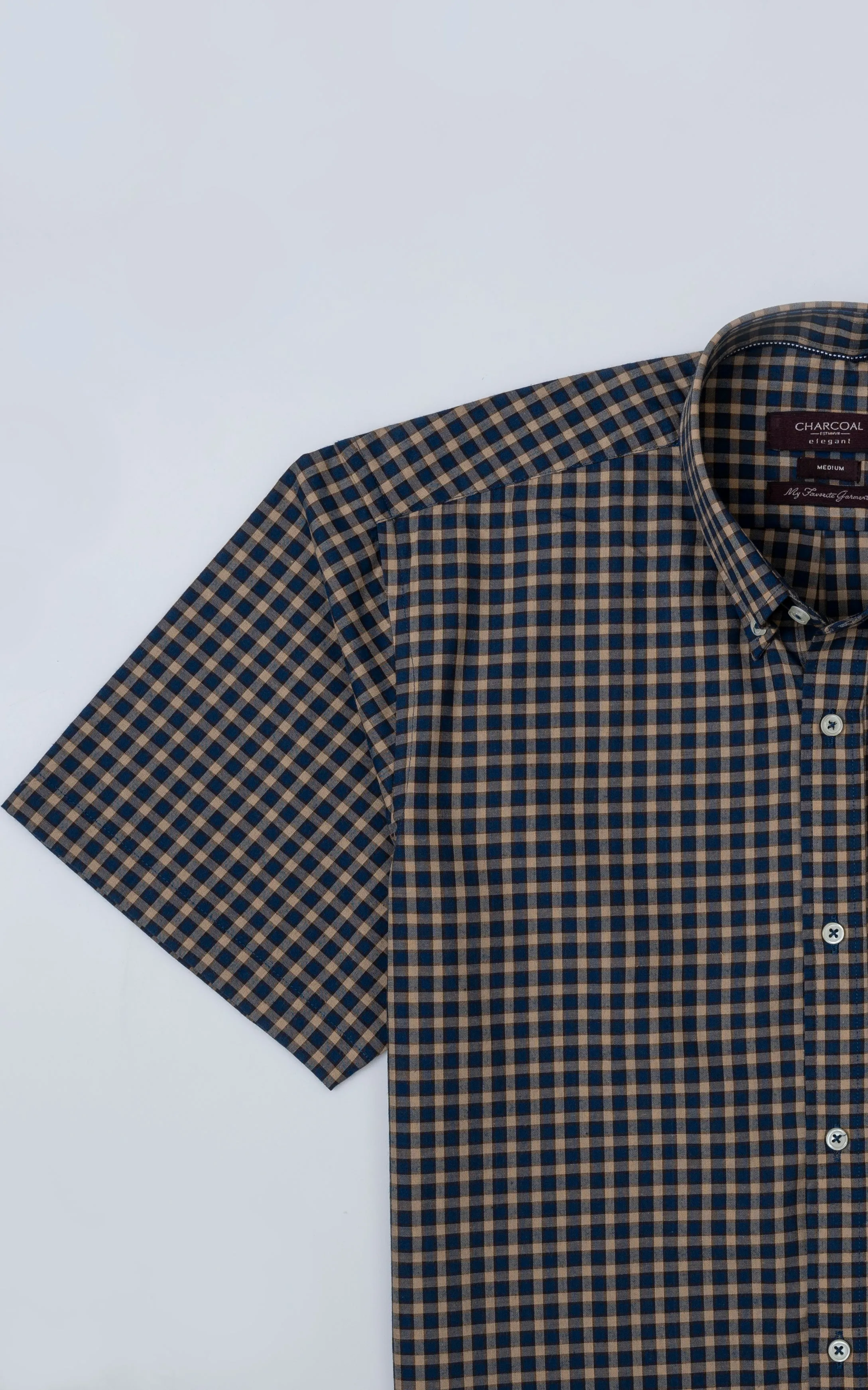 SEMI FORMAL SHIRT HALF SLEEVE NAVY CHECK