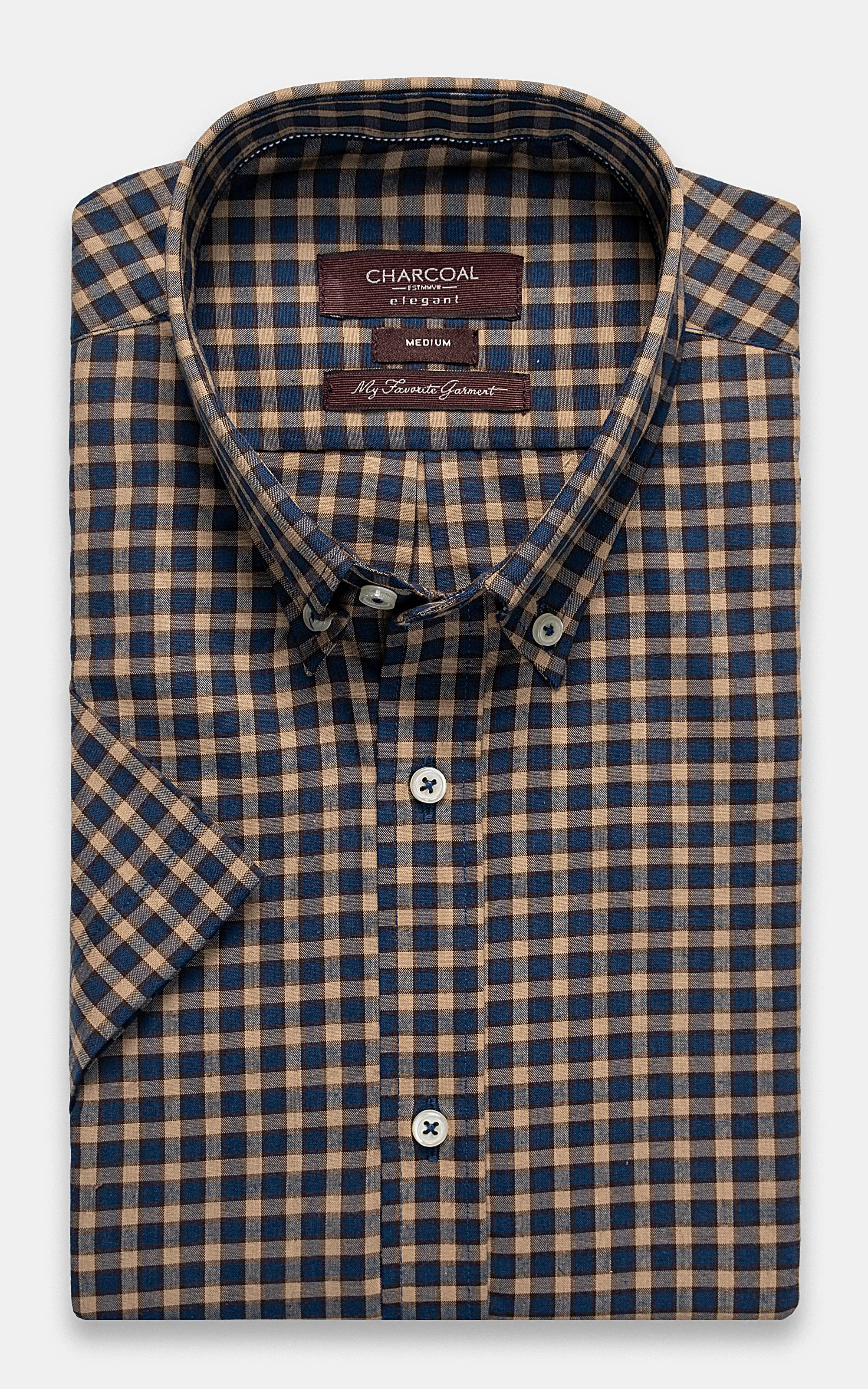 SEMI FORMAL SHIRT HALF SLEEVE NAVY CHECK