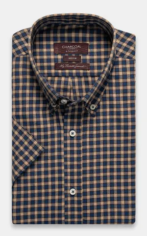 SEMI FORMAL SHIRT HALF SLEEVE NAVY CHECK