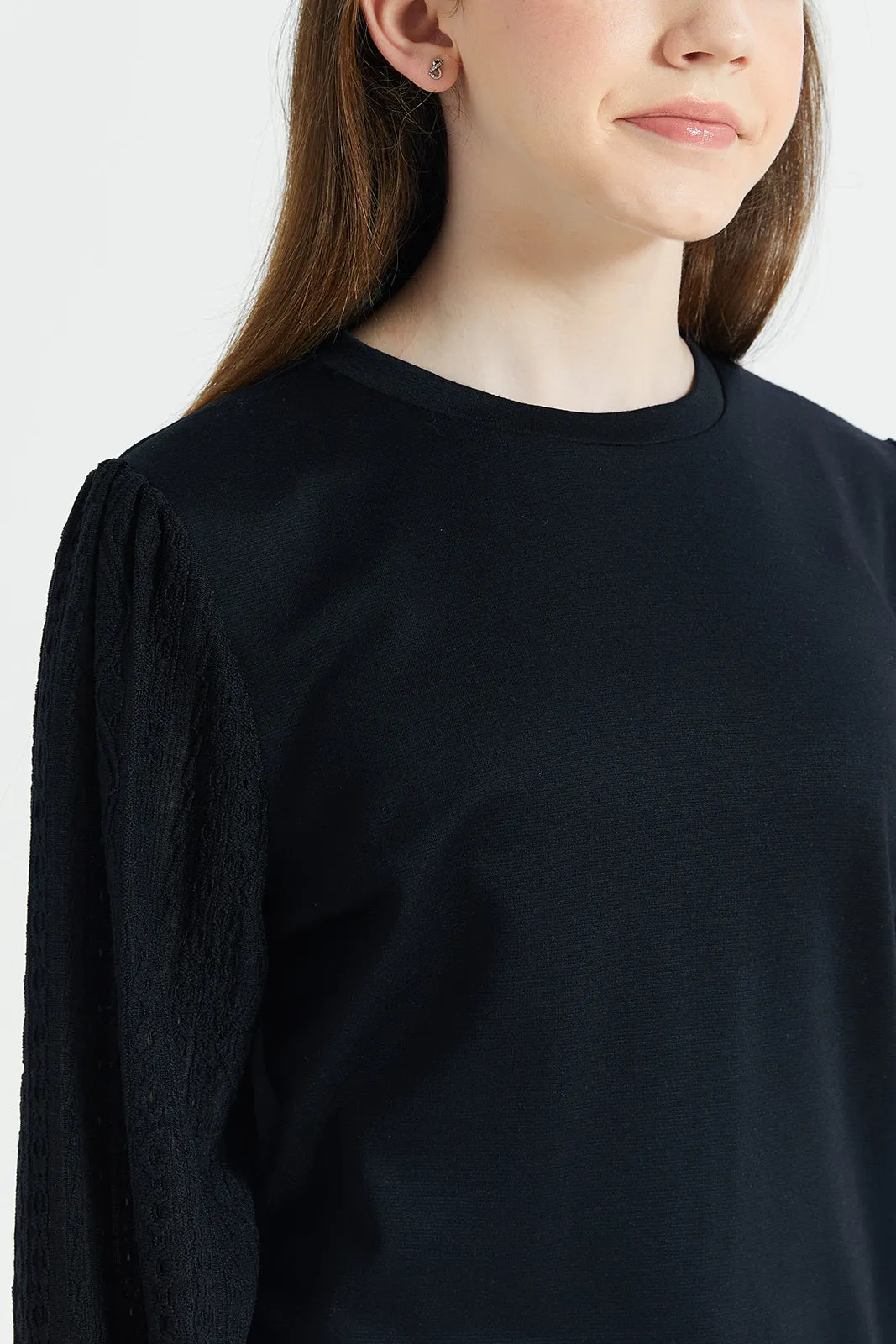 Senior Girls Black Embossed Top