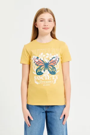 Senior Girls Mustard Graphic T-Shirts