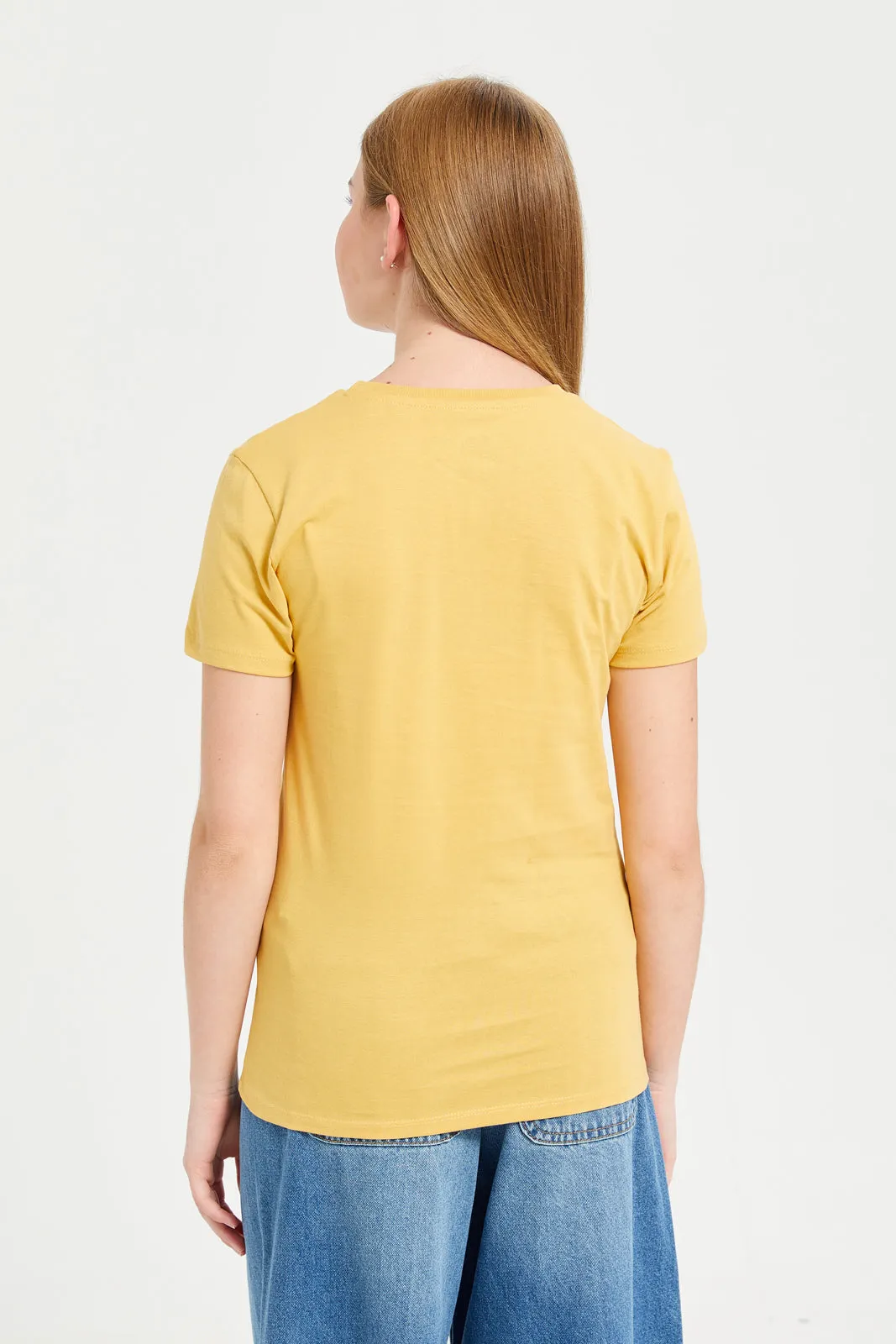 Senior Girls Mustard Graphic T-Shirts