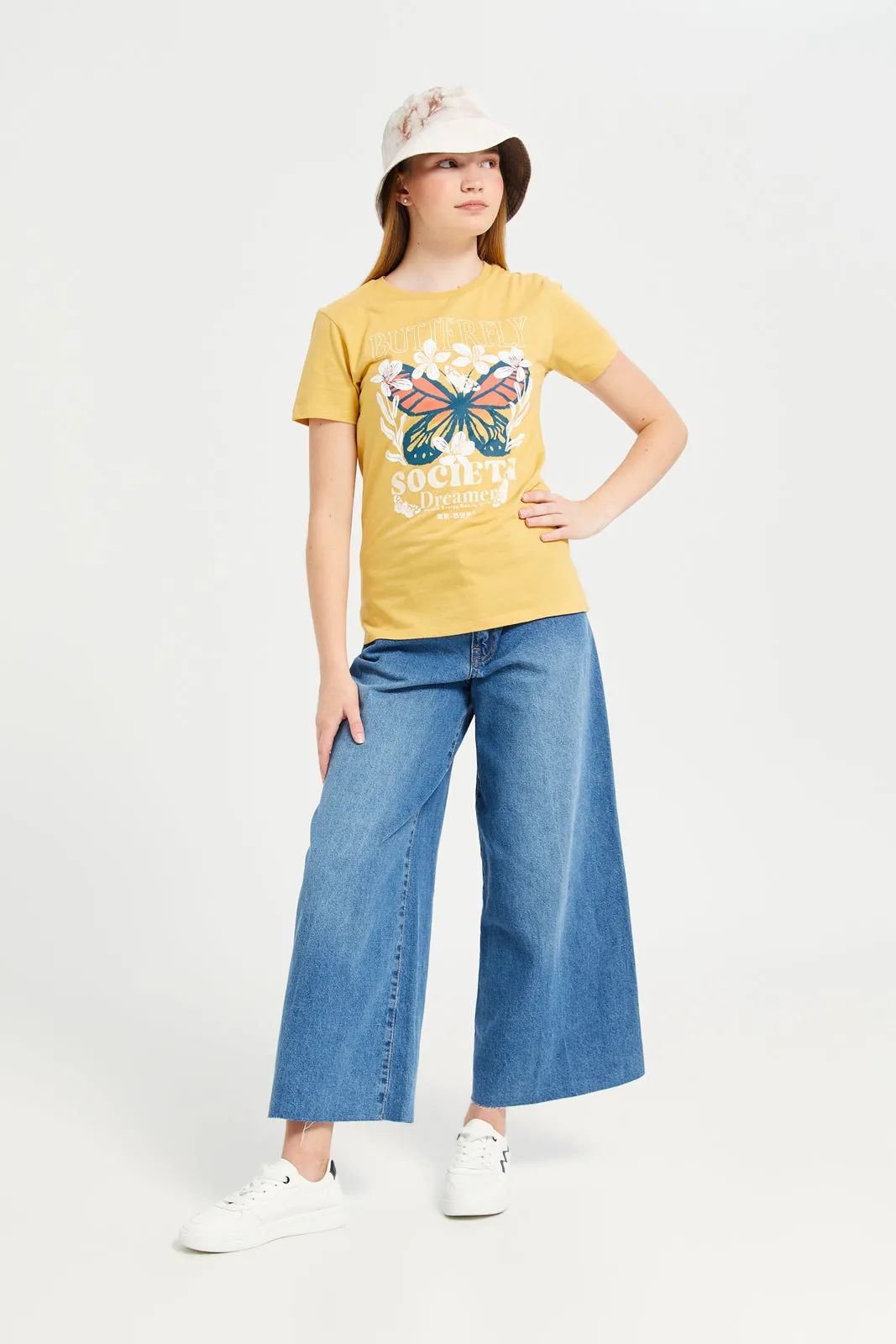 Senior Girls Mustard Graphic T-Shirts