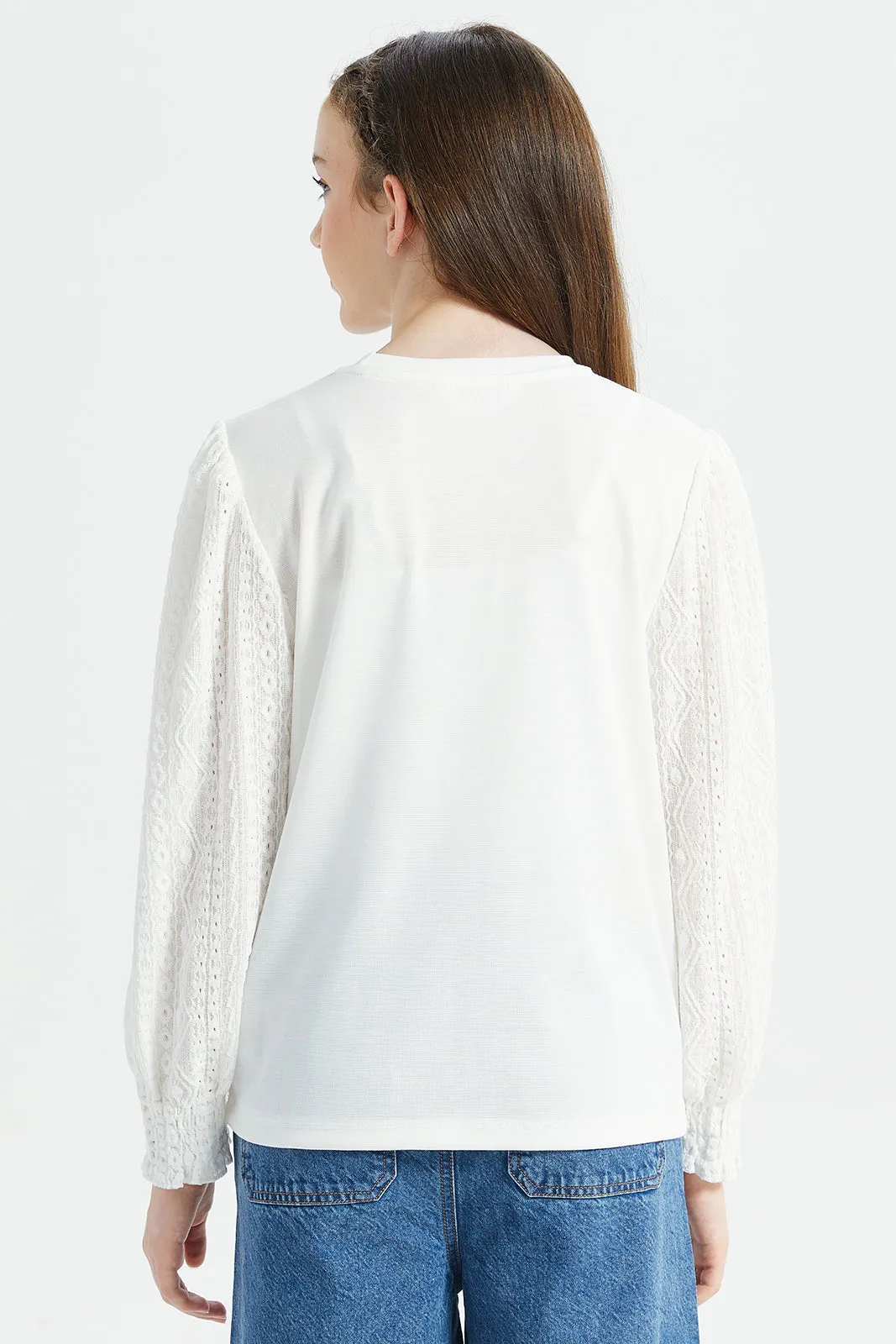 Senior Girls White Embossed Top