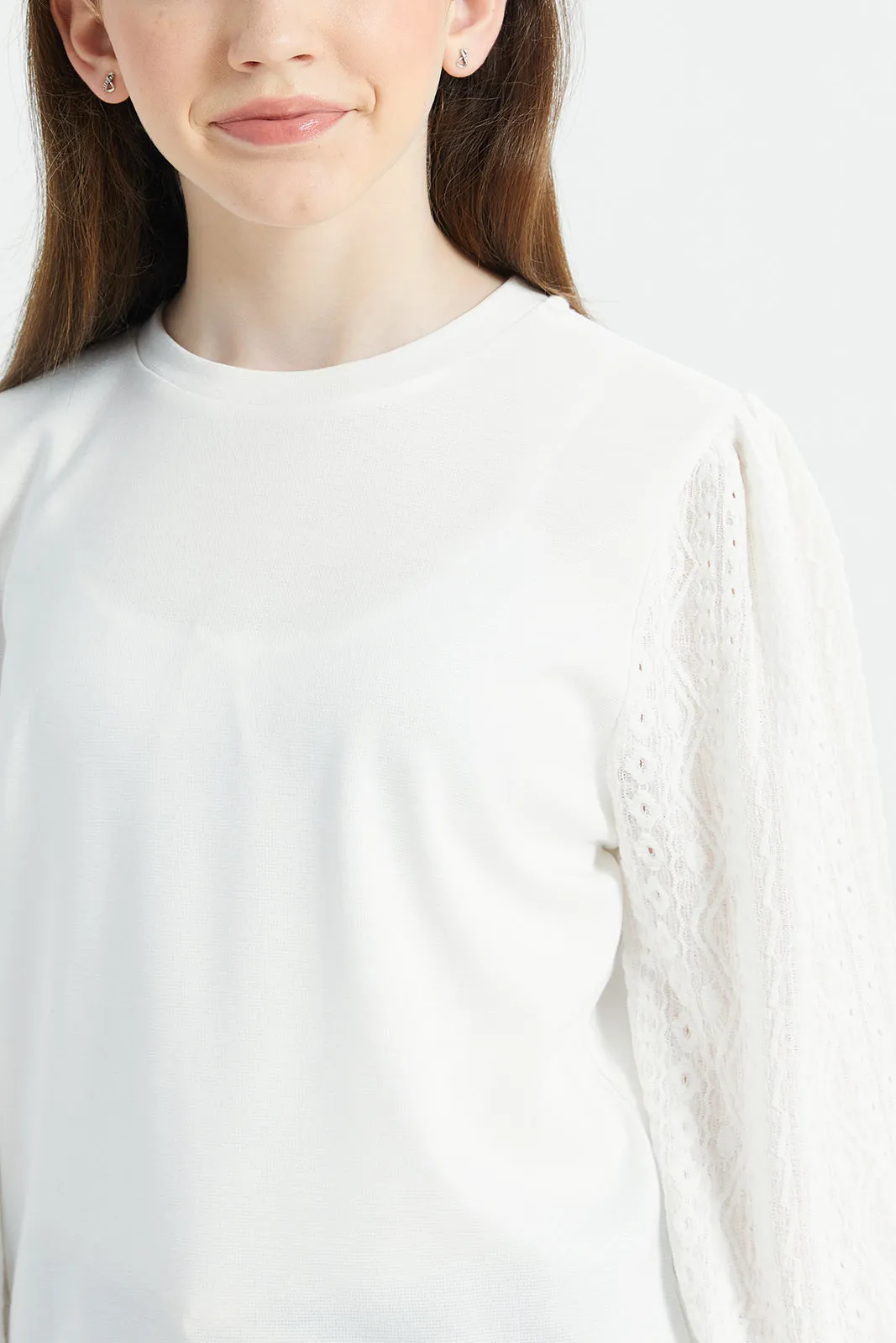 Senior Girls White Embossed Top
