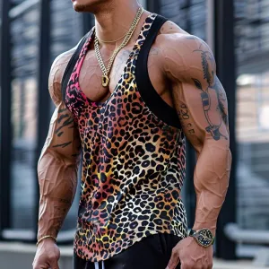 Sexy U-Neck Leopard Print Patchwork Tank Top