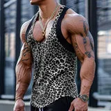 Sexy U-Neck Leopard Print Patchwork Tank Top