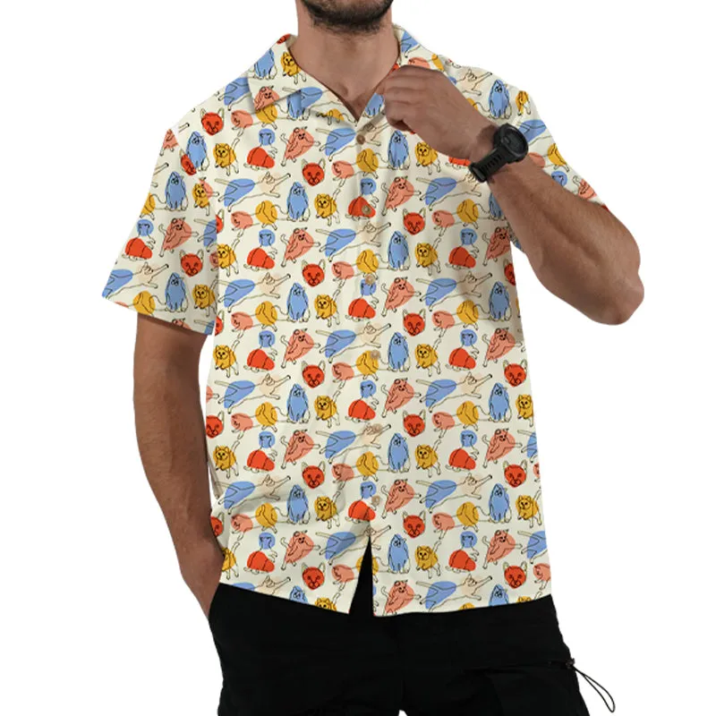 Short Sleeve Shirts Tops Cute Cat Print Summer Blouses