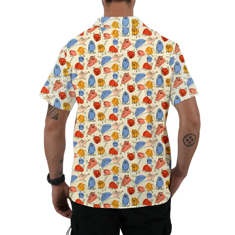 Short Sleeve Shirts Tops Cute Cat Print Summer Blouses