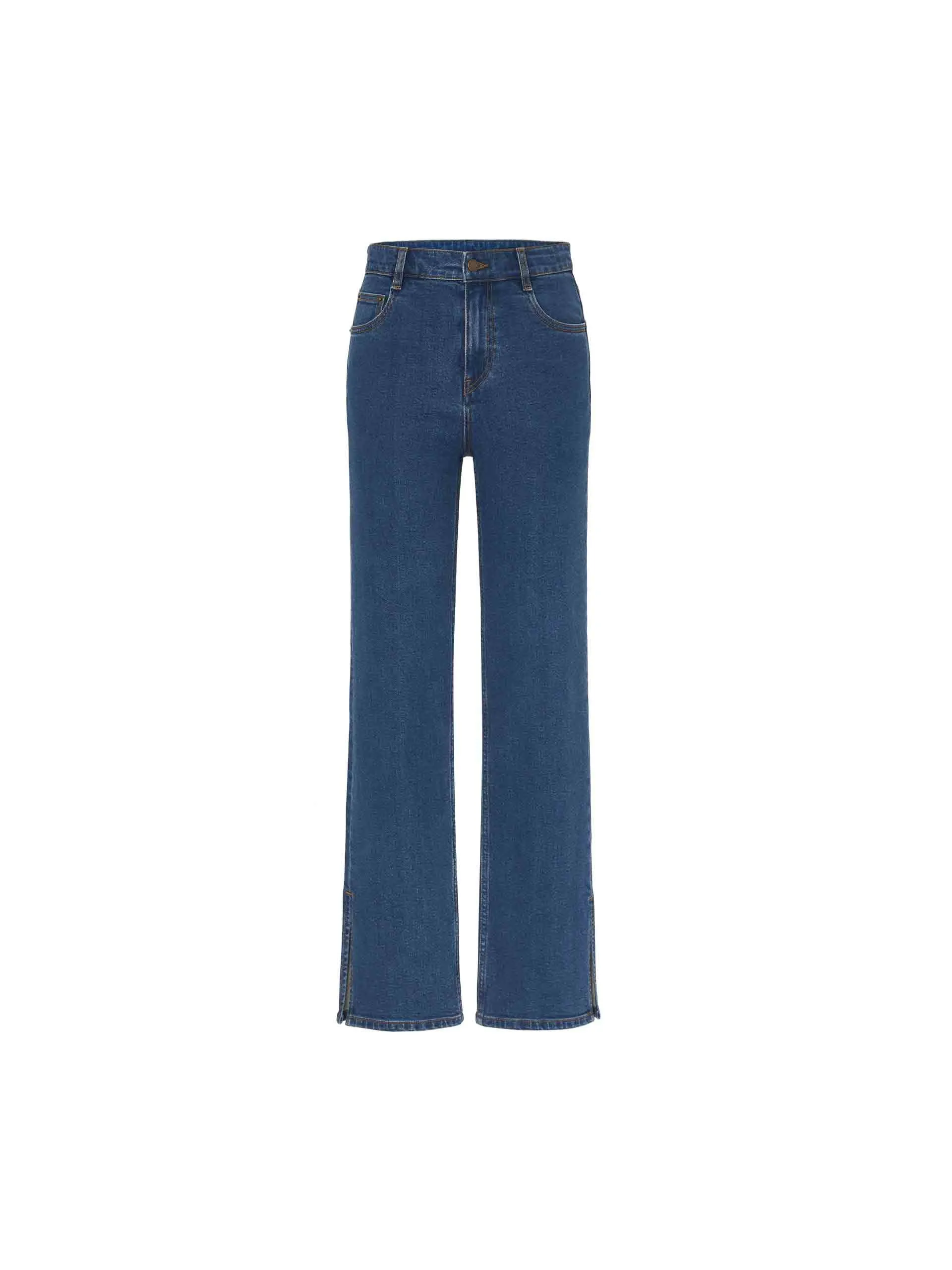 Side Slit Straight Jeans