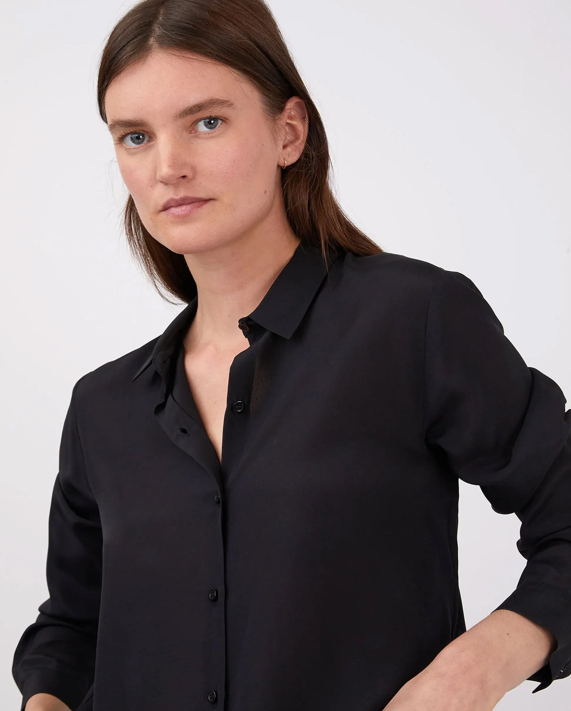 SILK L/S SHIRT / BLACK