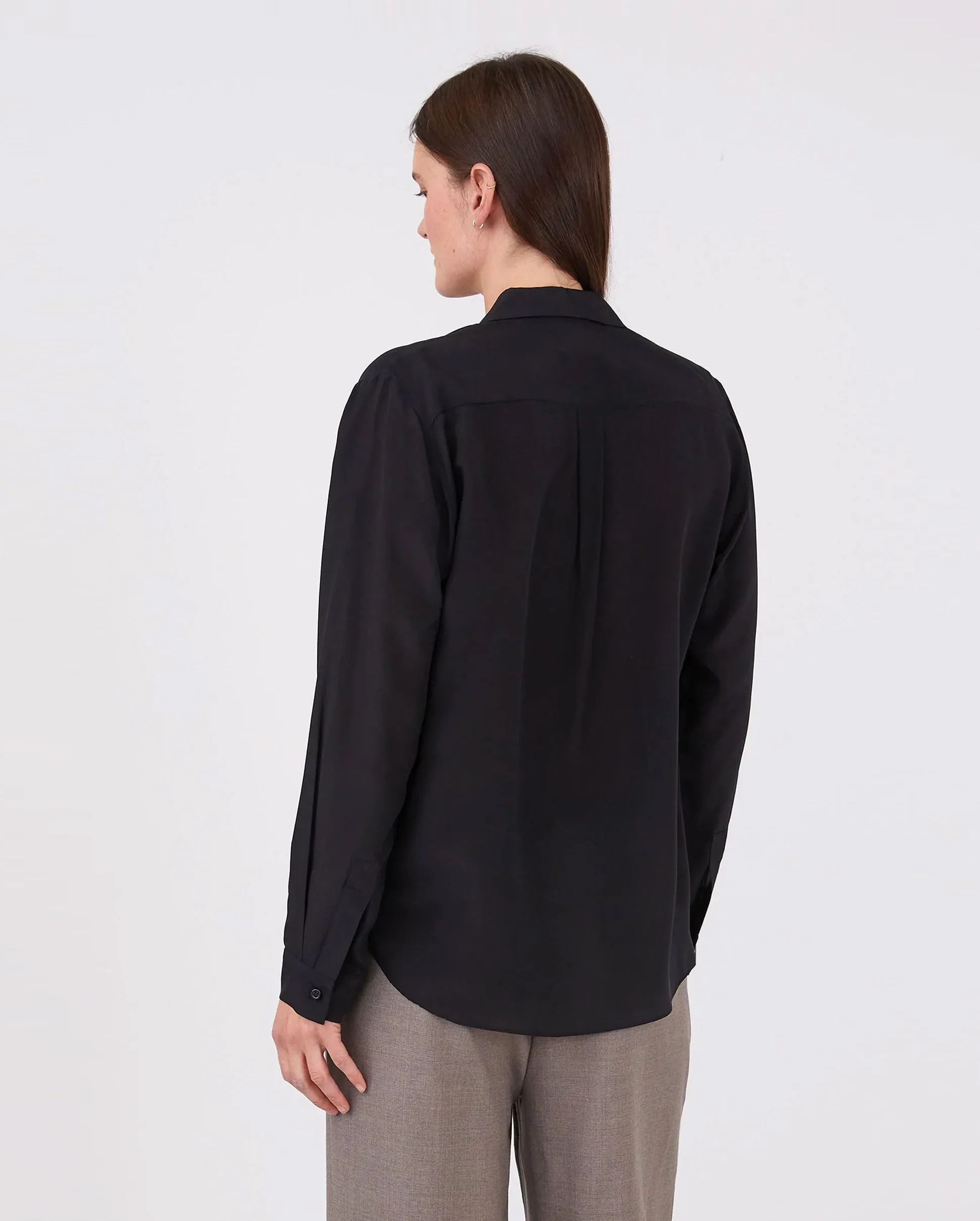 SILK L/S SHIRT / BLACK