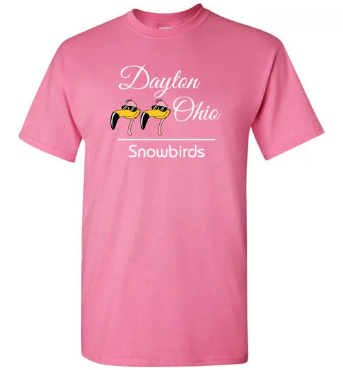 Snowbirds Style 3 (City & State on 2 Lines), Front Print T-Shirt, We'll Add Your Info, 12 Colors