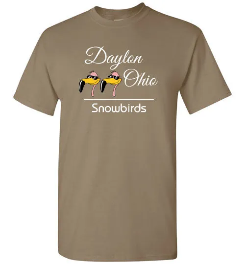 Snowbirds Style 3 (City & State on 2 Lines), Front Print T-Shirt, We'll Add Your Info, 12 Colors