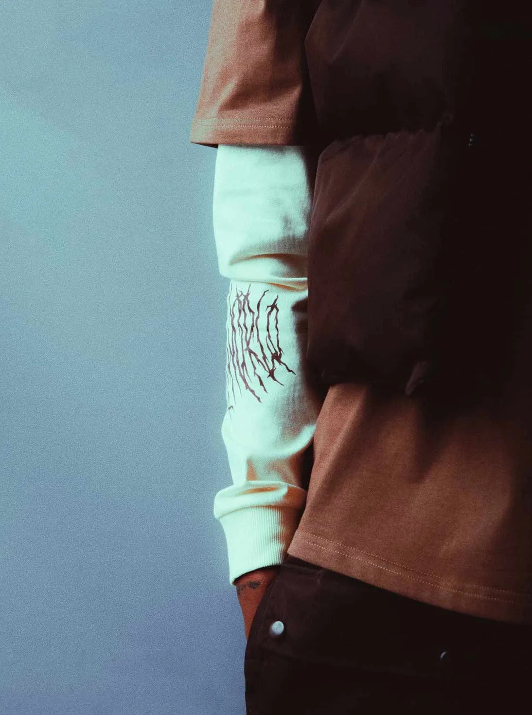 Sole et. Al Metro Identity Double Layer Sleeve Tee : Brown/Desert