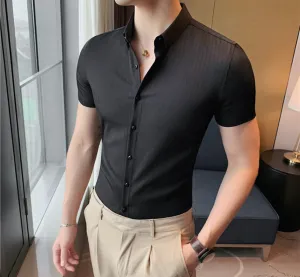 Striped Short Sleeve Slim Fit Formal Shirts