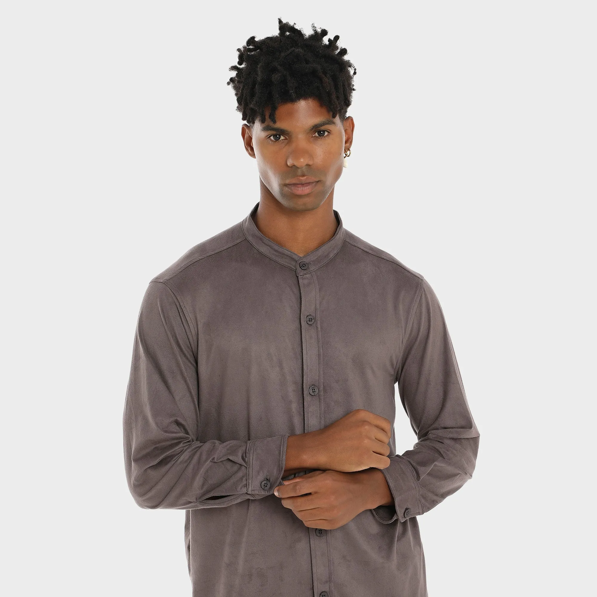 Suede Shirt For Men - Grey