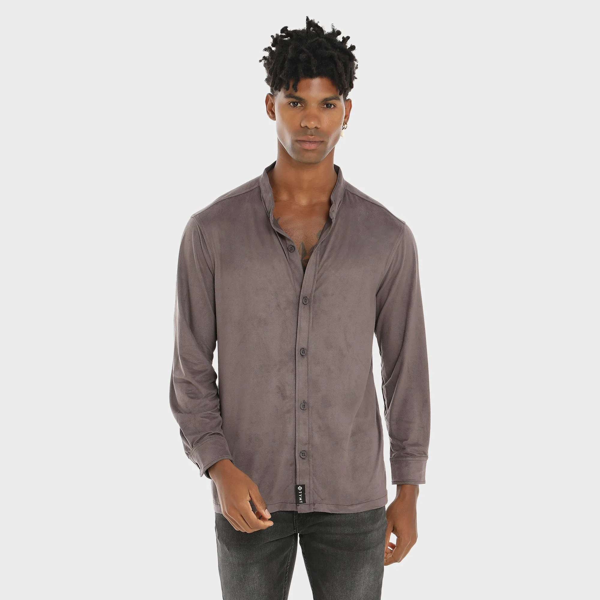 Suede Shirt For Men - Grey