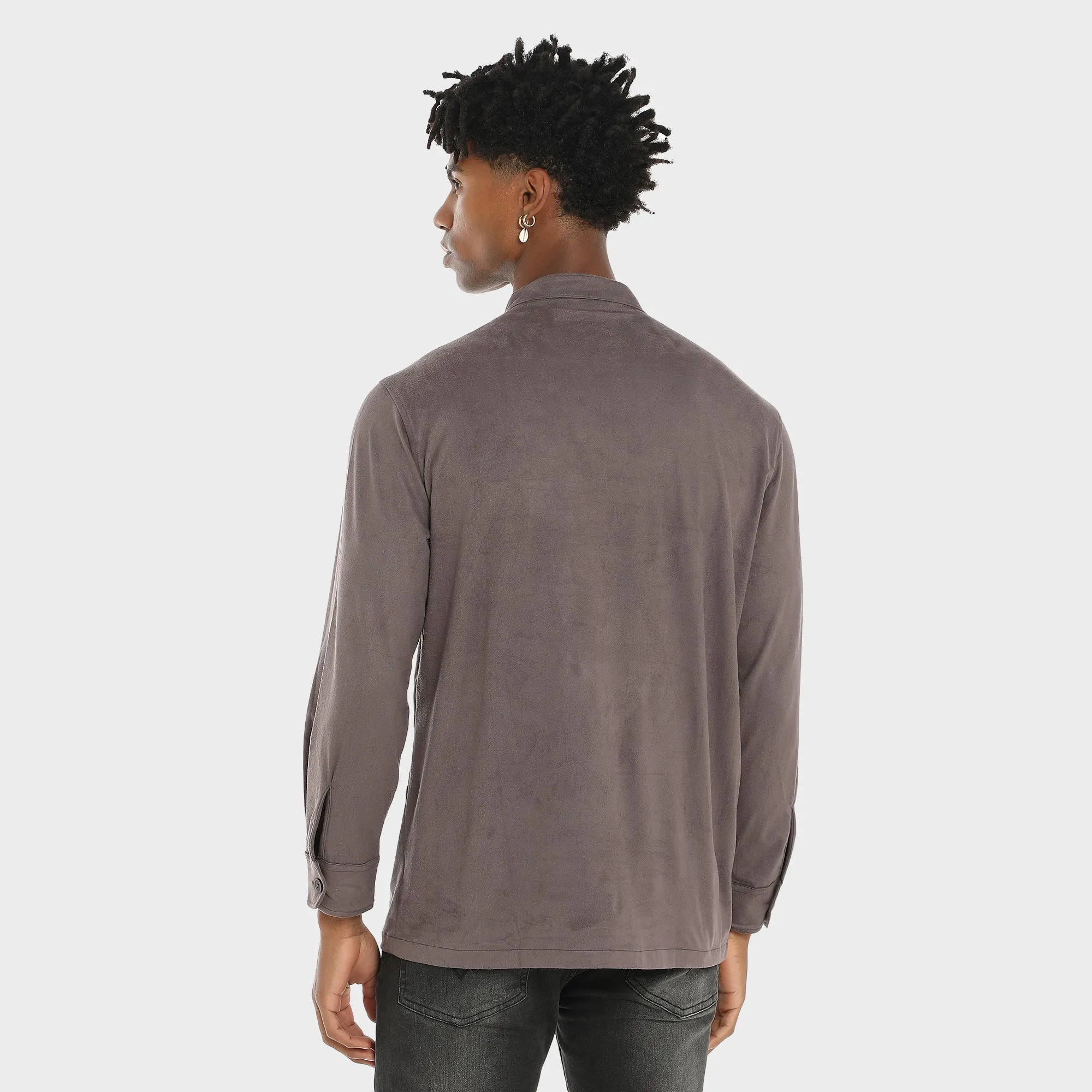 Suede Shirt For Men - Grey