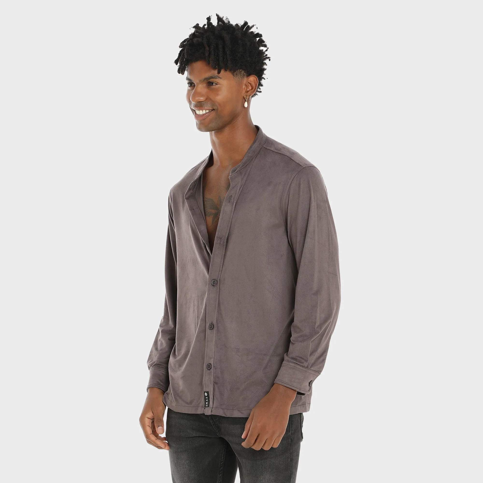 Suede Shirt For Men - Grey