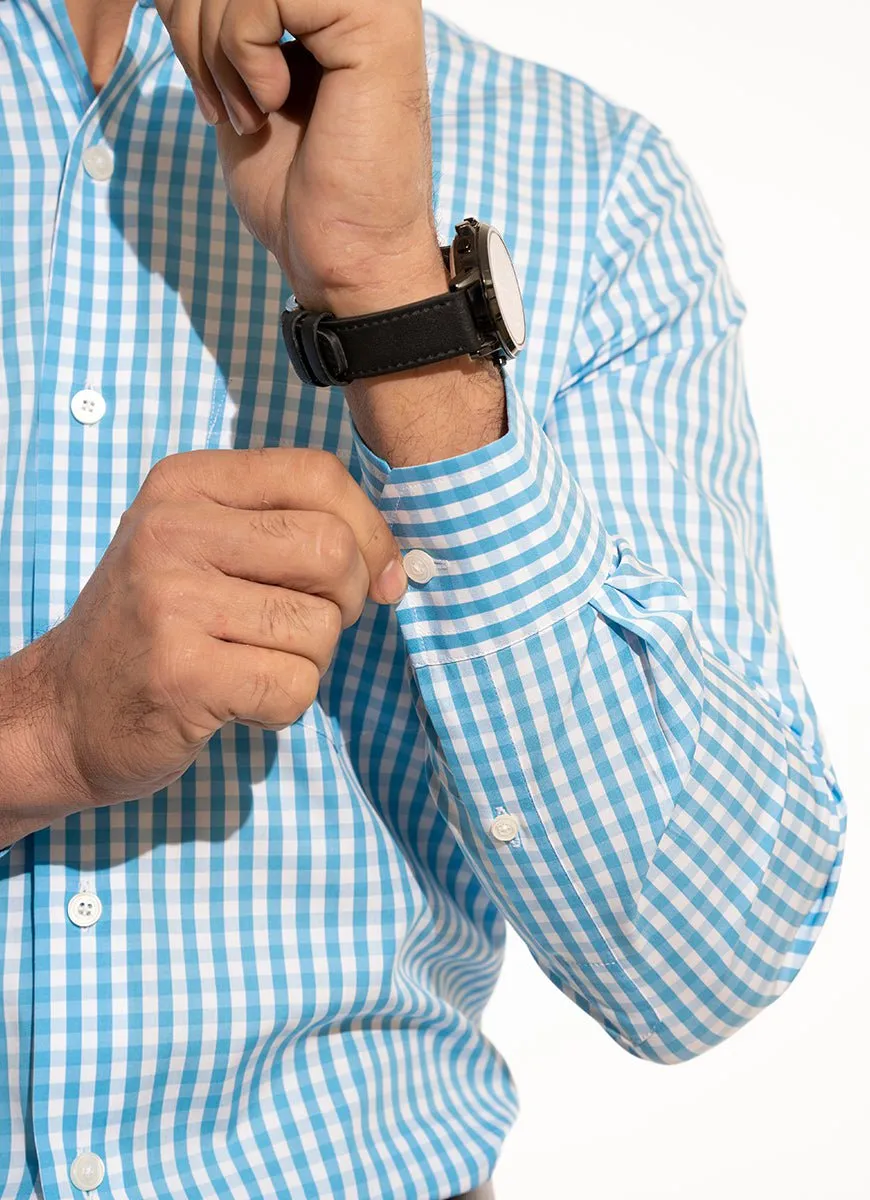 Supernova Ferozi Mini Checks Formal Shirt