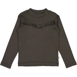 T-Shirt Rib Ruffle - black granite