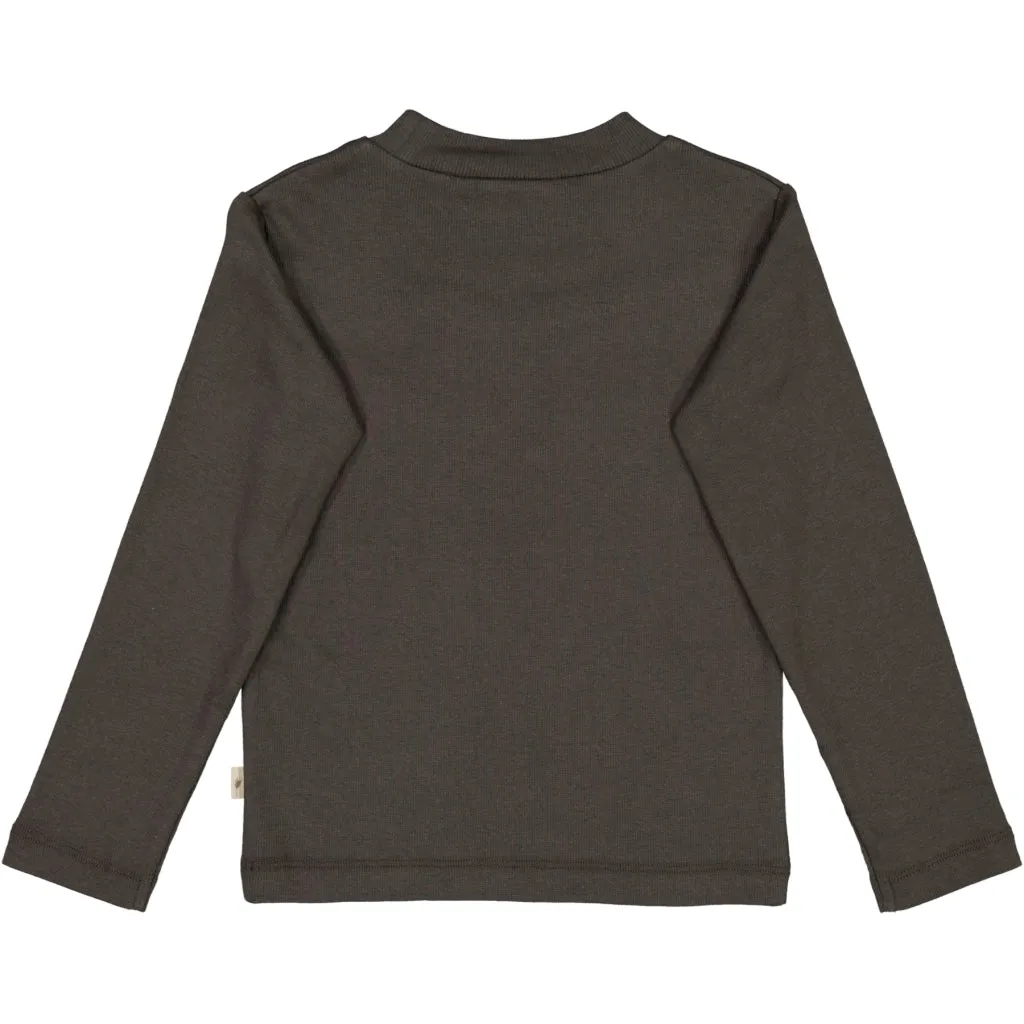 T-Shirt Rib Ruffle - black granite