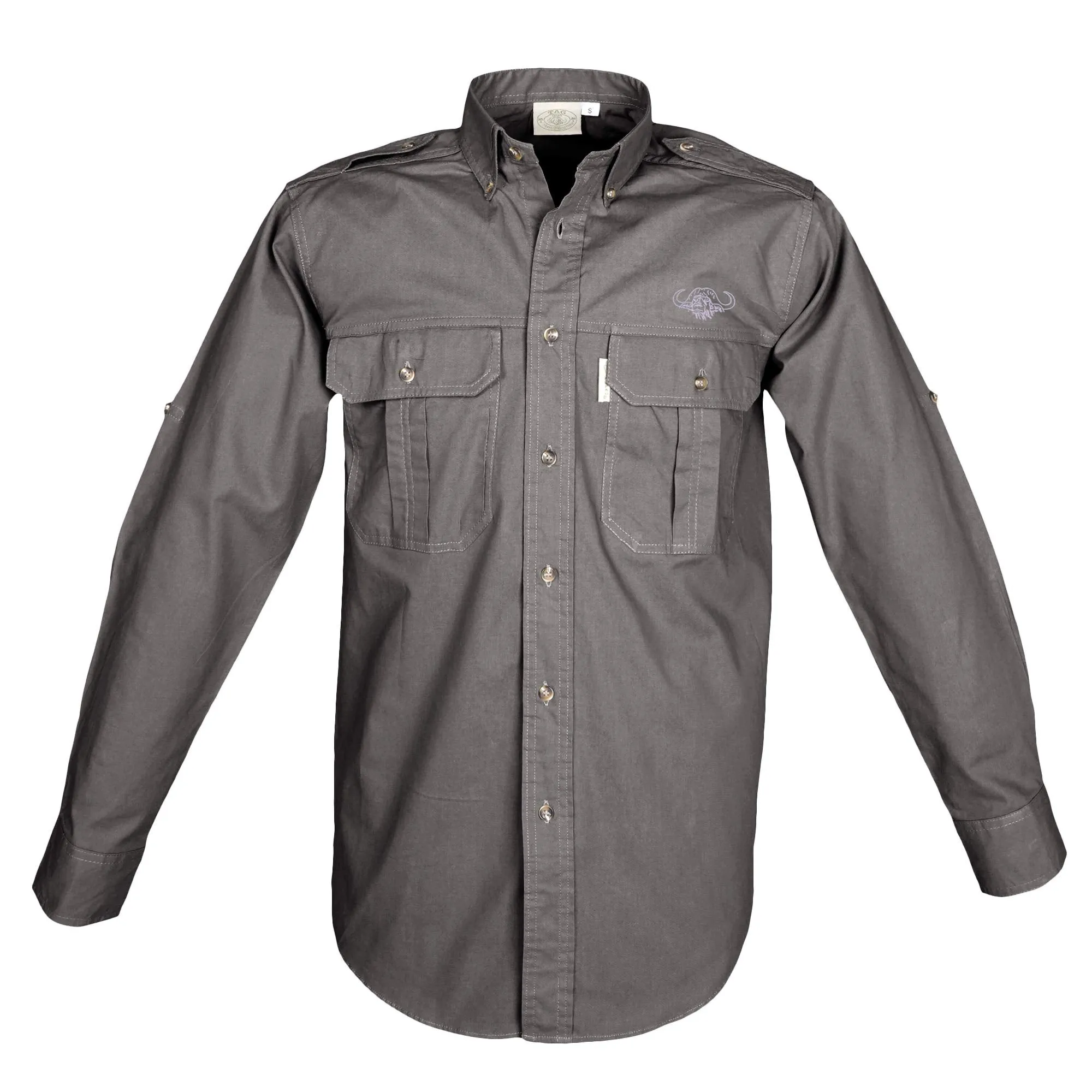 TAG Safari Men's Buffalo Logo Trail Long Sleeve Shirt w Chest Pockets