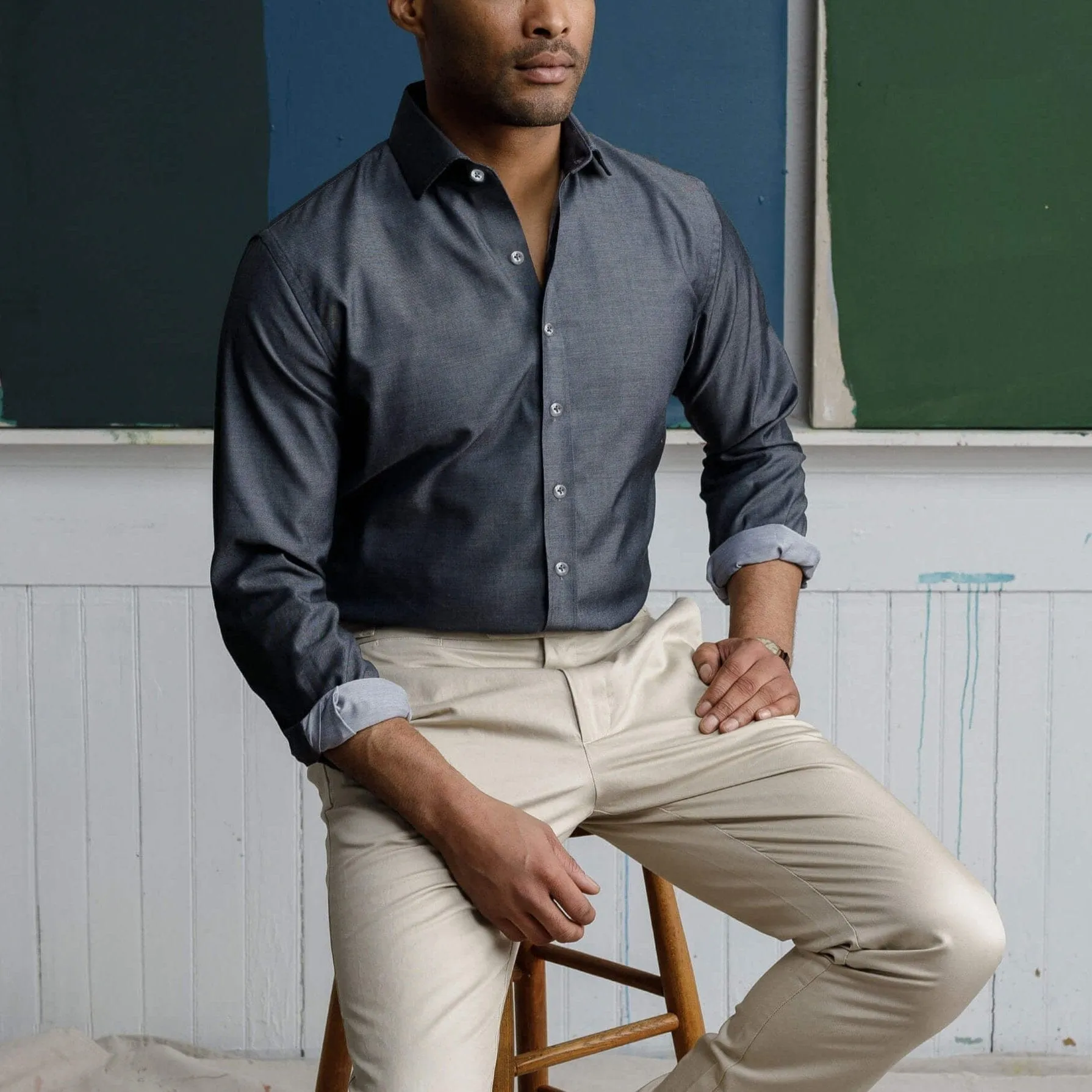 The Charcoal Sanders Non Iron Fine Twill Custom Shirt